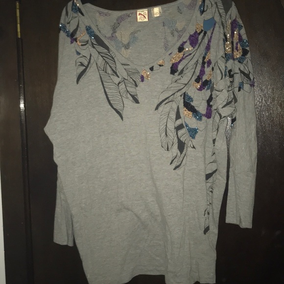 French connection sequined v-neck shirt - Picture 1 of 4